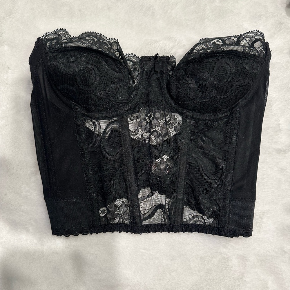 Cabernet Elegant Black Lace Bustier 34 A
